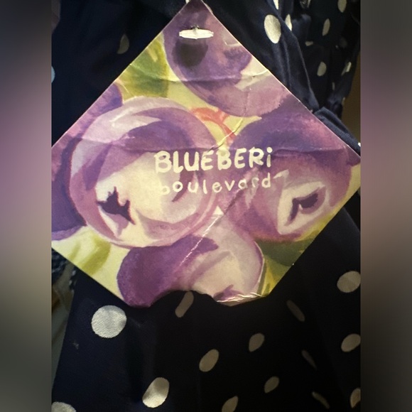 Blueberi boulevard dress navy w/polka dots & sunflower details - girl’s 4T - Picture 10 of 10